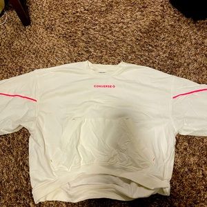 Pink and white crew neck sweatshirt, converse, size medium